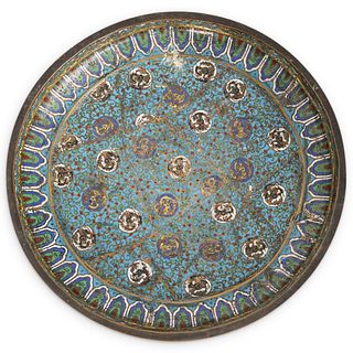 Antique Chinese Bronze Cloisonne Charger Plate