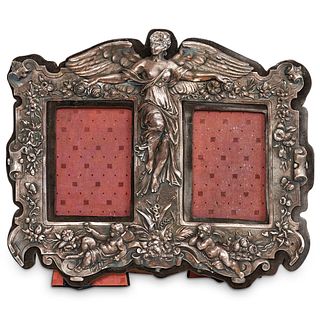 Victorian Sterling Repousse Double Photo Picture Frame