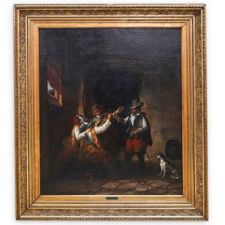 Attrib. Ignazio Manzoni (Italian, 1799) "Brindis" Oil Painting On Canvas