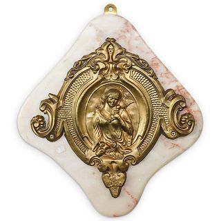Victorian British Religious Bronze & Marble Plaque