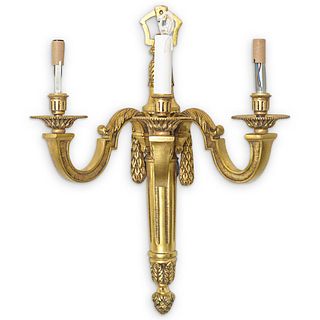 Pair Of Brass Three Arm Wall Sconces