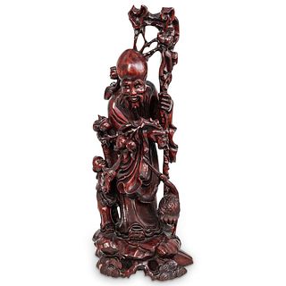 Chinese Carved Wood Wiseman