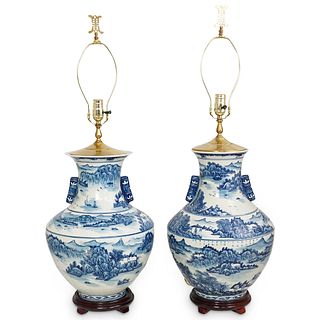 Chinese Blue & White Porcelain Lamps