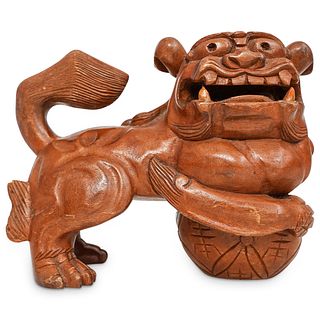 Chinese Carved Wood Foo Dog