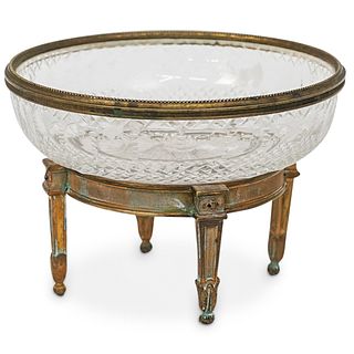 Antique Bronze & Cut Glass Bowl