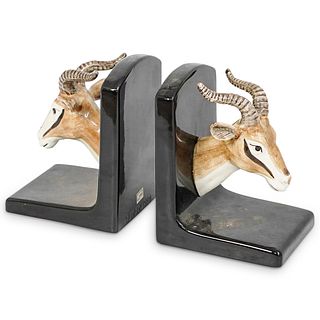 Fitz and Floyd Porcelain Ibex Bookends