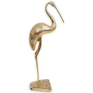 Mid Century Brass Heron Statue