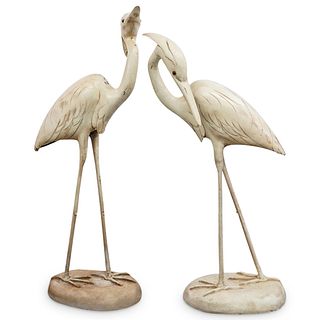 Pair of Large Heron Birds Decorative Sculptures