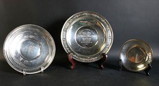 Three Sterling Trophy Trays