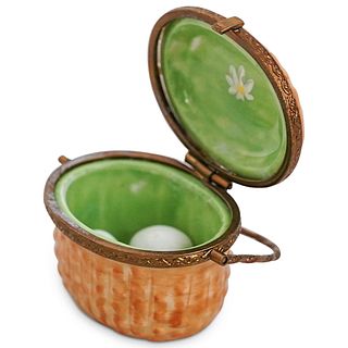 Limoges Egg Basket Porcelain Trinket Box