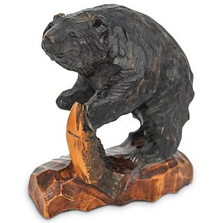 Hand Carved Bear Wooden Sculpture