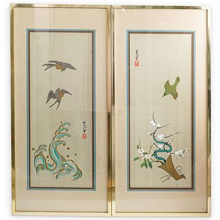 Pair of Chinese Paintings On Silk