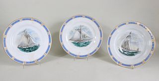 Three S.P. Dresden Hand-Painted Dinner Plates