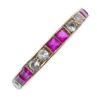 (123334) A selection of jewellery. To include five 9ct gold variously gem-set rings, a pair of ear h