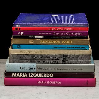 Lote de libros sobre Leonora Carrington, Remedios Varo, Fanny Rabel, María Izquierdo y Mathias Goeritz. Pzs: 12.