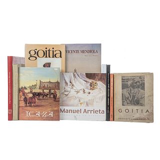 Libros sobre Icaza, Manuel Arrieta, González Camarena,  José Agustón Arrieta, Beteta, Vicente Mendiola, Goitia. Piezas: 9.