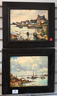 Two Marcel Parturier (French, 1901-1976), "Loguivy-de-la-Mer" and "St. Cado", both oil on board, both signed lower left "M.Parturier", housed in match