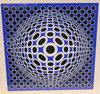 Victor Vasarely (Hungarian, 1906 - 1997), Dia-Tuz-Neg, serigraph in colors on paper, signed and numbered in pencil in arabic numbers in the lower marg