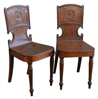 Pair of Continental Mahogany Side Chairs, 19th century, height 34 1/2 inches.