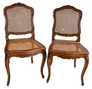 Set of Eight Louis XV Style Side Chairs, with caned seats and backs, height 39 1/2 inches, seat height 18 1/2 inches, (two seats as is), along with a 
