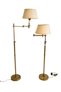 Pair of Adjustable Brass Floor Lamps.