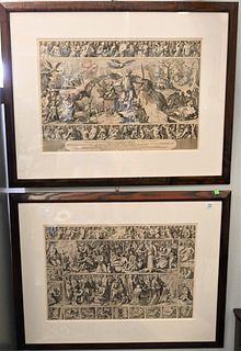 Two After Domenico Beccafumi (Italian, 1486 - 1551), engravings on paper, circa 1700s or later, both housed in matching frames, sight size 19 1/2" x 2