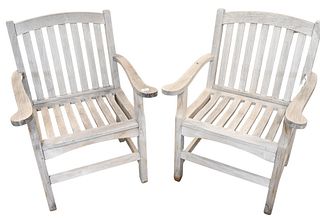 Pair of Teak Armchairs, by Outdoor Design, seat height 17 inches.