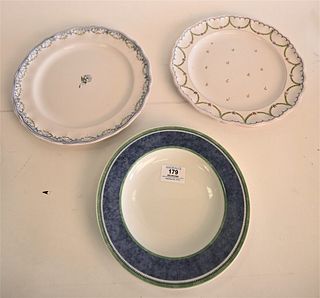 38 Piece Lot of Assorted Dinnerware, to include blue and green Villeroy & Boch set having 8 dinner plates, 8 luncheon plates, 8 salad plates, align wi