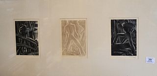 Group of Three Lynd Kendall Ward (American, 1905 - 1985), woodcuts on paper, each signed in pencil in the lower margin, and one dated "1932" in pencil