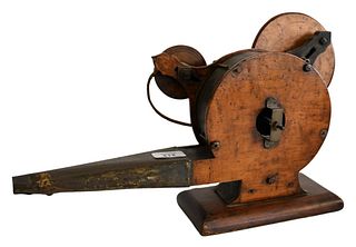 American Maple Bellows, crank wheel mechanism, length 18 inches.
