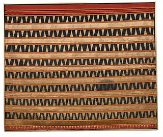 Two Indonesian Lampung Wedding Sarongs, circa 1934 or later, embroidered cotton, one framed, one loose, 41 3/4" x 50".