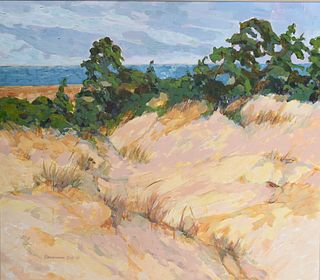 Rosemarie Gall (Canadian/German, 20th Century), "Sand Dunes of the Pacific Rim", acrylic on canvas, signed and dated 1/1 "Rosemarie Gall - '77", 28" x