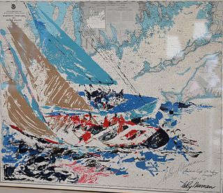 Two Piece Leroy Neiman (American, 1921 - 2012) Lot, to include "America's Cup, 19th Challenge, Newport", serigraph in colors on paper, signed in penci