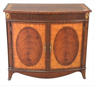 Ethan Allen Mahogany Server, having two doors and banded inlaid top, height 35 1/2 inches, width 40 inches, depth 22 inches.