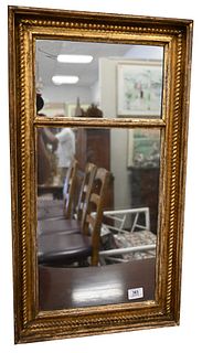 Federal Gilt Two Part Deep Mirror, with inset twisted column, circa 1830, height 29 1/2 inches, width 16 inches.