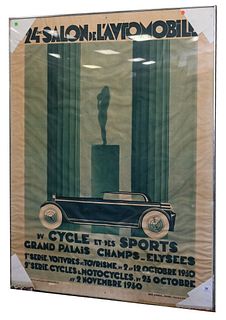 After Gilbert Vigoureux (French, 20th Century), 24th Salon d'Automobile, 1930, poster, sight size 61" x 46".