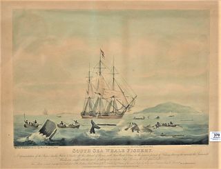 Thomas Sutherland (1785 - 1838), after W.J. Huggins, "South Sea Whale Fishery", engravings with hand coloring on paper, image size 14" x 20".