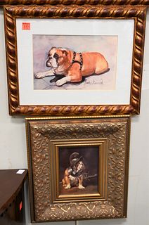 Four Piece Bulldog Themed Lot, to include two framed lithographs, one after Gordon Murray, the other after C. Burton Barber, along with a framed print