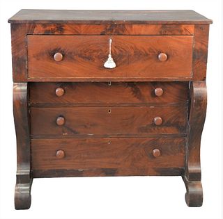 Empire Mahogany Chest, circa 1840, height 45 inches, width 46 inches.