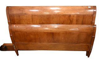 Maple Queen Size Sleigh Bed, along with two carved head boards, bed  height 43 inches, width 64 inches, .