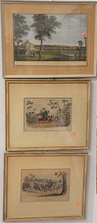 Group of Five Framed Prints, to include "Hold Hard! You have Forgot the Lady" by J. Watson; "A View of Foots" by W. Woollett; "The Mail Couch in a Dri