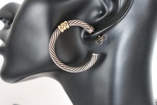 David Yurman Gold & Sterling Hoop Earrings
