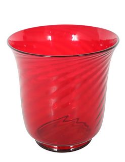 Signed Steuben Selenium Red Glass Vase