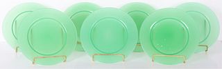(7) Steuben Green Glass Plates