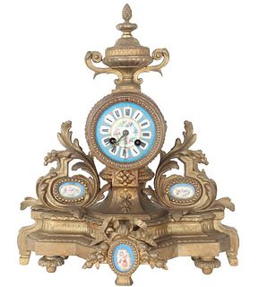 Antique Fr. Ormolu & Sevres Style Porcelain Clock