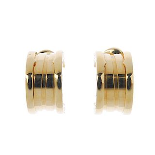 BULGARI - a pair of 'B.Zero1' ear hoops. Each designed as a spiral centre, with raised border and Bu
