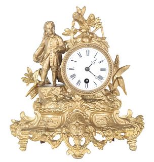Antique French Gilt Figural Mantel Clock