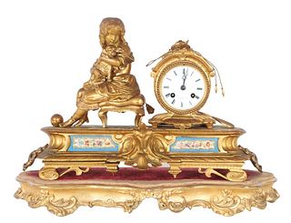 Antique French Lister & Sons Gilt Mantel Clock