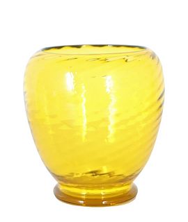 Art Glass Mustard Wide Vase