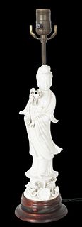 Chinese Blanc De Chine Figure Mounted as Lamp
